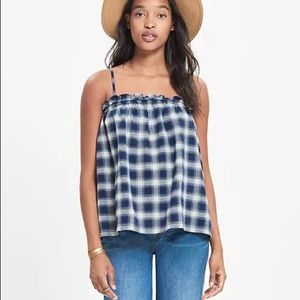 Madewell Indigo and White Plaid Tank Top